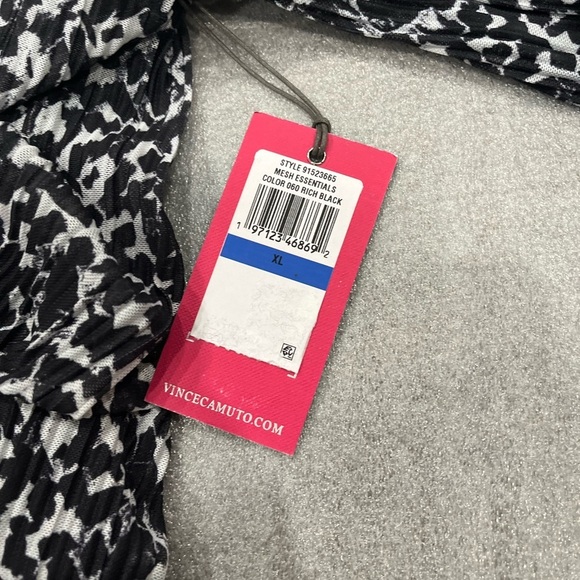 ❤️2/$50❤️[XL] VINCE CAMUTO Ruffle Mesh Peasant Blouse In Black - Picture 7 of 7